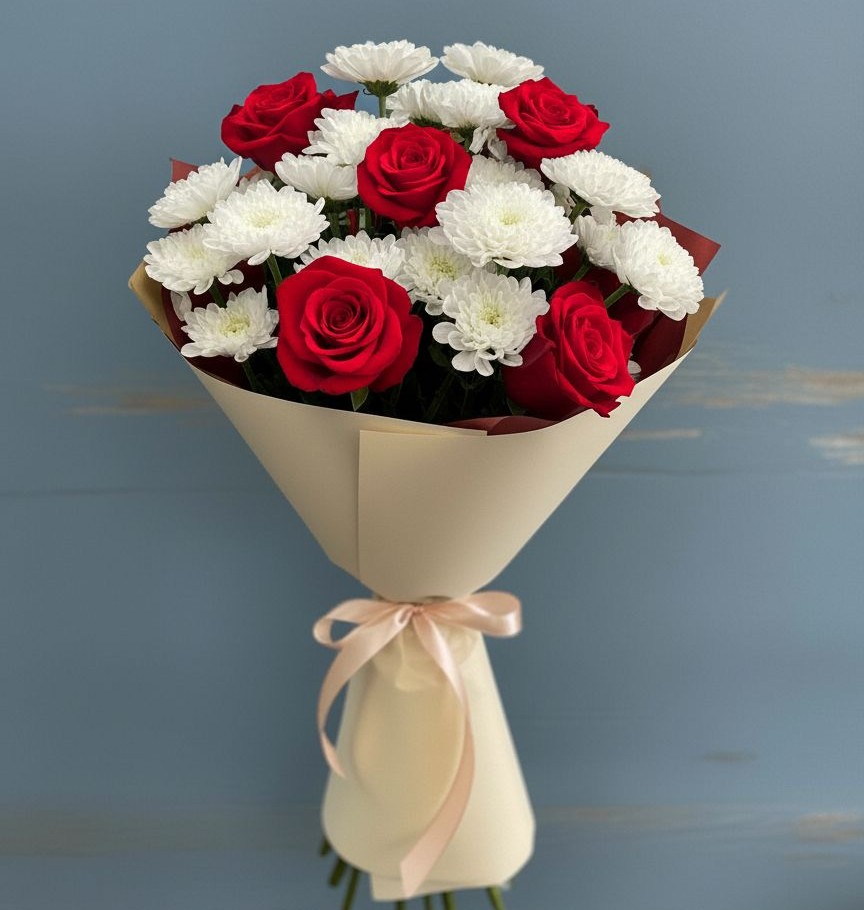 Букет цветов из: Розы и Хризантемы в Белогорске Республики Крым