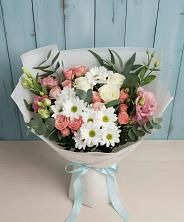 Букет цветов из:  Розы, Лизиантусы и Хризантемы в Белогорске Республики Крым