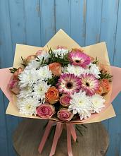 Букет цветов из:  Розы, Герберы и Хризантемы в Белогорске Республики Крым