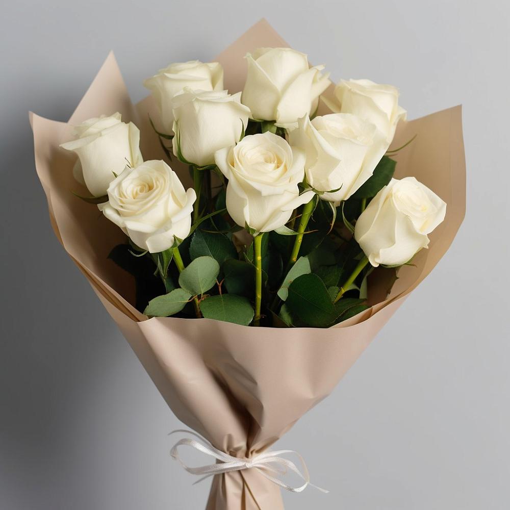 Букет 9 Белых роз Эдлесс Лав в Белогорске Республики Крым