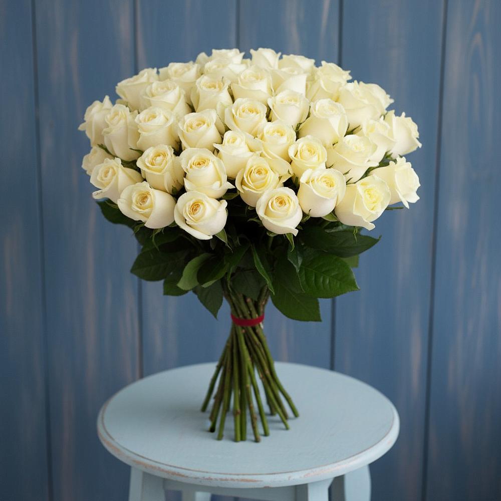 Букет 51 Белая роза Эдлесс Лав в Белогорске Республики Крым