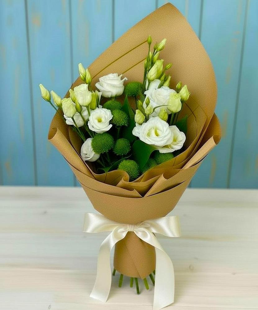 Букет цветов из: Хризантемы и Лизиантусы в Белогорске Республики Крым