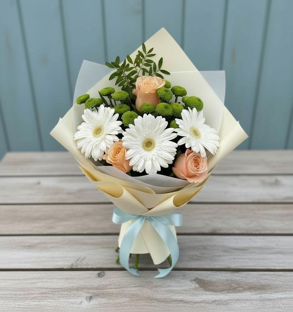 Букет цветов из: Герберы, Розы и Хризантемы в Белогорске Республики Крым