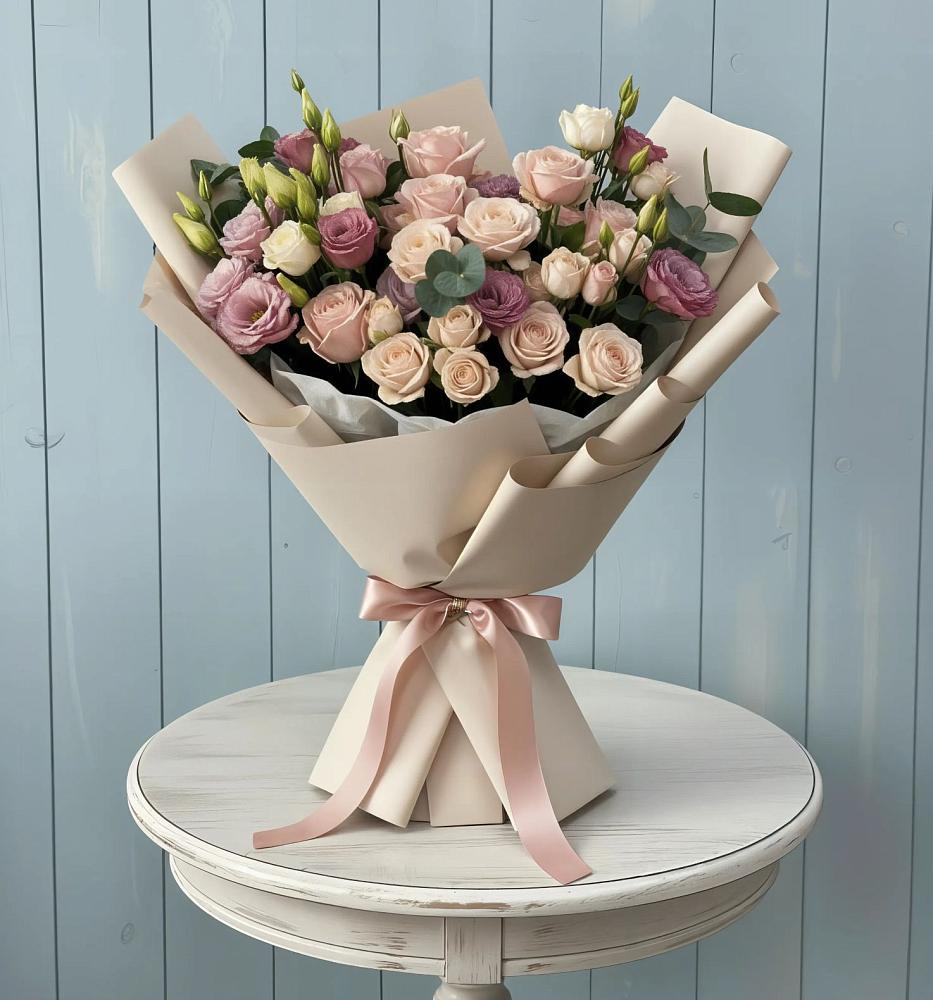 Букет цветов из: Розы и Лизиантусы в Белогорске Республики Крым